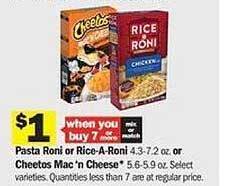 Meijer Pasta roni or rice-a-roni or cheetos mac'n cheese offer