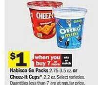 Meijer Nabisco go packs or cheez-it cups offer
