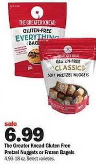 Meijer The greater knead gluten free pretzel nuggets or frozen bagels offer