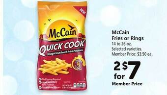 Safeway Mccain fries or rings offer