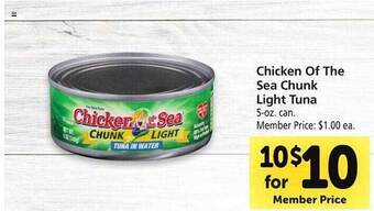 Safeway Chicken of the sea chunk light tuna offer