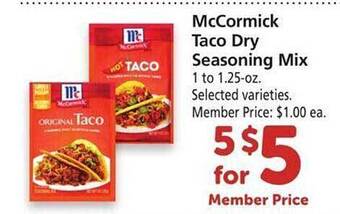 Safeway Mccormick taco dry seasoning mix offer