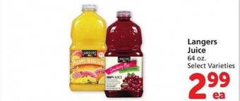 Safeway Langers juice offer