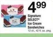 Safeway Signature select ice cream sandwiches offer