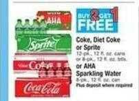 Safeway Coke, diet coke or sprite, aha sparkling water offer