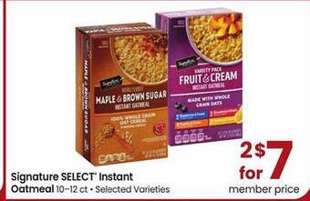 Safeway Signature select instant oatmeal offer