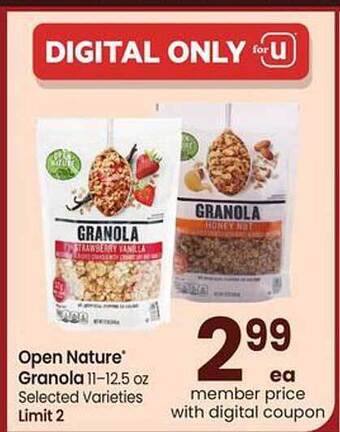 Safeway Open nature granola offer