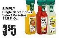 Key Food Simply single serve drinks offer