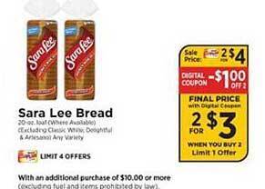 ShopRite Sara lee bread offer