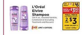 ShopRite L'oréal elvive shampoo offer