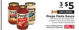 ShopRite Prego pasta sauce offer