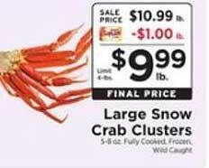 ShopRite Large snow crab clusters offer