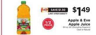 ShopRite Apple & eve apple juice offer