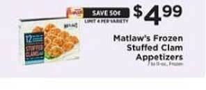ShopRite Matlaw's frozen stuffed clam appetizers offer