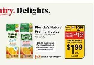 ShopRite Florida's natural premium juice offer