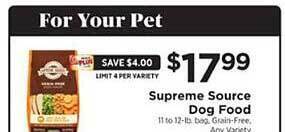 ShopRite Supreme source dog food offer