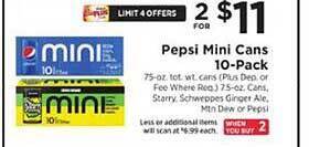 ShopRite Pepsi mini cans 10-pack offer
