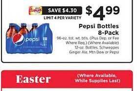 ShopRite Pepsi bottles 8-pack offer