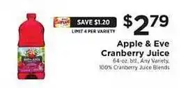 ShopRite Apple & eve cranberry juice offer