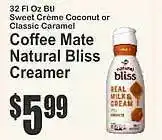 Coffee mate natural bliss creamer