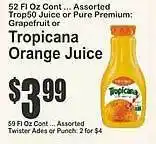 Super Fresh Tropicana orange juice offer