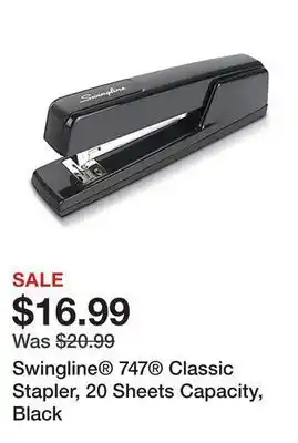 Office Depot Swingline® 747® classic stapler, 20 sheets capacity, black offer