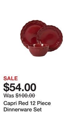 Belk Capri red 12 piece dinnerware set offer