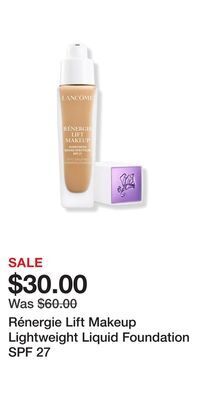 Ulta Beauty Rénergie lift makeup lightweight liquid foundation spf 27 offer