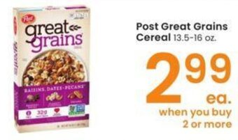 Albertsons Post Great Grains Cereal 13.5-16 oz offer