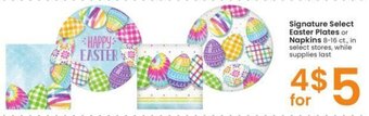 Albertsons Signature Select Easter Plates or Napkins 8-16 ct. offer