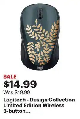 Best Buy Logitech - design collection limited edition wireless 3-button ambidextrous mouse with colorful designs - golden garden offer