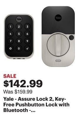 Best Buy Yale - assure lock 2, key-free pushbutton lock with bluetooth - satin nickel offer
