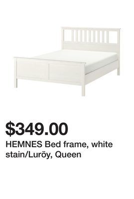 Ikea Hemnes bed frame, white stain/luröy, queen offer