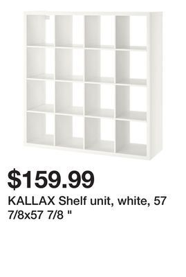 Ikea Kallax shelf unit, white, 57 7/8x57 7/8 " offer