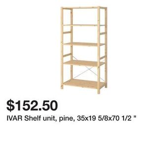 Ikea Ivar shelf unit, pine, 35x19 5/8x70 1/2 " offer