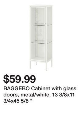Ikea Baggebo cabinet with glass doors, metal/white, 13 3/8x11 3/4x45 5/8 " offer