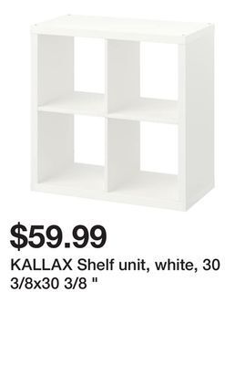 Ikea Kallax shelf unit, white, 30 3/8x30 3/8 " offer