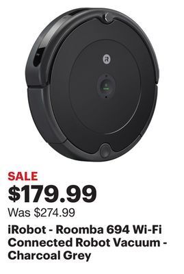 Best Buy Irobot - roomba 694 wi-fi connected robot vacuum - charcoal grey offer