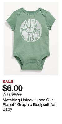Old Navy Matching unisex "love our planet" graphic bodysuit for baby offer