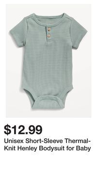 Old Navy Unisex short-sleeve thermal-knit henley bodysuit for baby offer