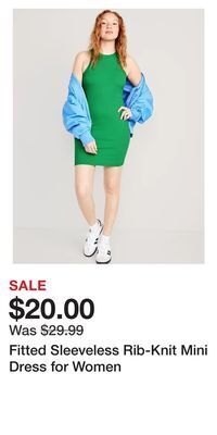 Old Navy Fitted sleeveless rib-knit mini dress for women offer