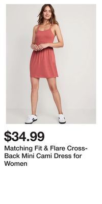 Old Navy Matching fit & flare cross-back mini cami dress for women offer