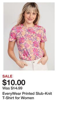 Old Navy Everywear printed slub-knit t-shirt for women offer