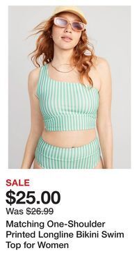 Old Navy Matching one-shoulder printed longline bikini swim top for women offer