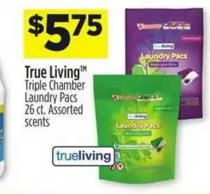 Dollar General True Living Triple Chamber Laundry Pacs Assorted Scents offer