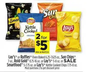 Dollar General Lay's Or Ruffles Oven Baked Sun Chips Rold Gold Or Lay's Or Smartfood Or Lay's Kettle Cooked Chips offer