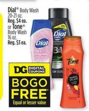 Dollar General Dial Body Wash Or Tone Body Wash offer