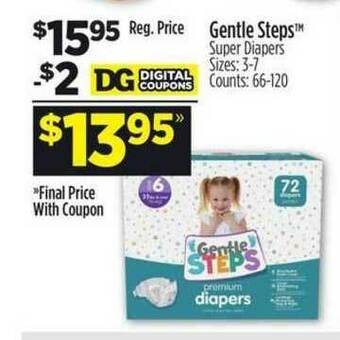 Dollar General Gentle Steps Super Diapers offer