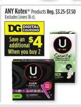 Dollar General Any Kotex Products offer