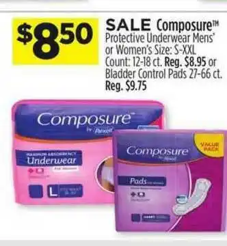 Dollar General Composure Protective Underwear Mens' Or Women's Bladder Control Pads offer